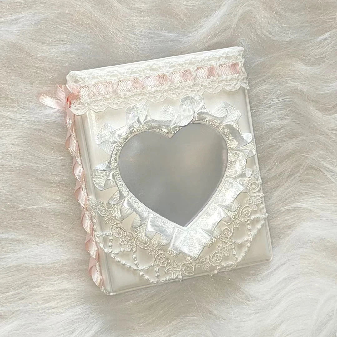Ribbon Handmade Top Loader Binder Kpop Photo Albums 3-Inch Card Holder Cards Idol Instax Kawaii Poker Holder Sleeve Storage box