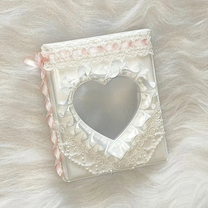 Ribbon Handmade Top Loader Binder Kpop Photo Albums 3-Inch Card Holder Cards Idol Instax Kawaii Poker Holder Sleeve Storage box