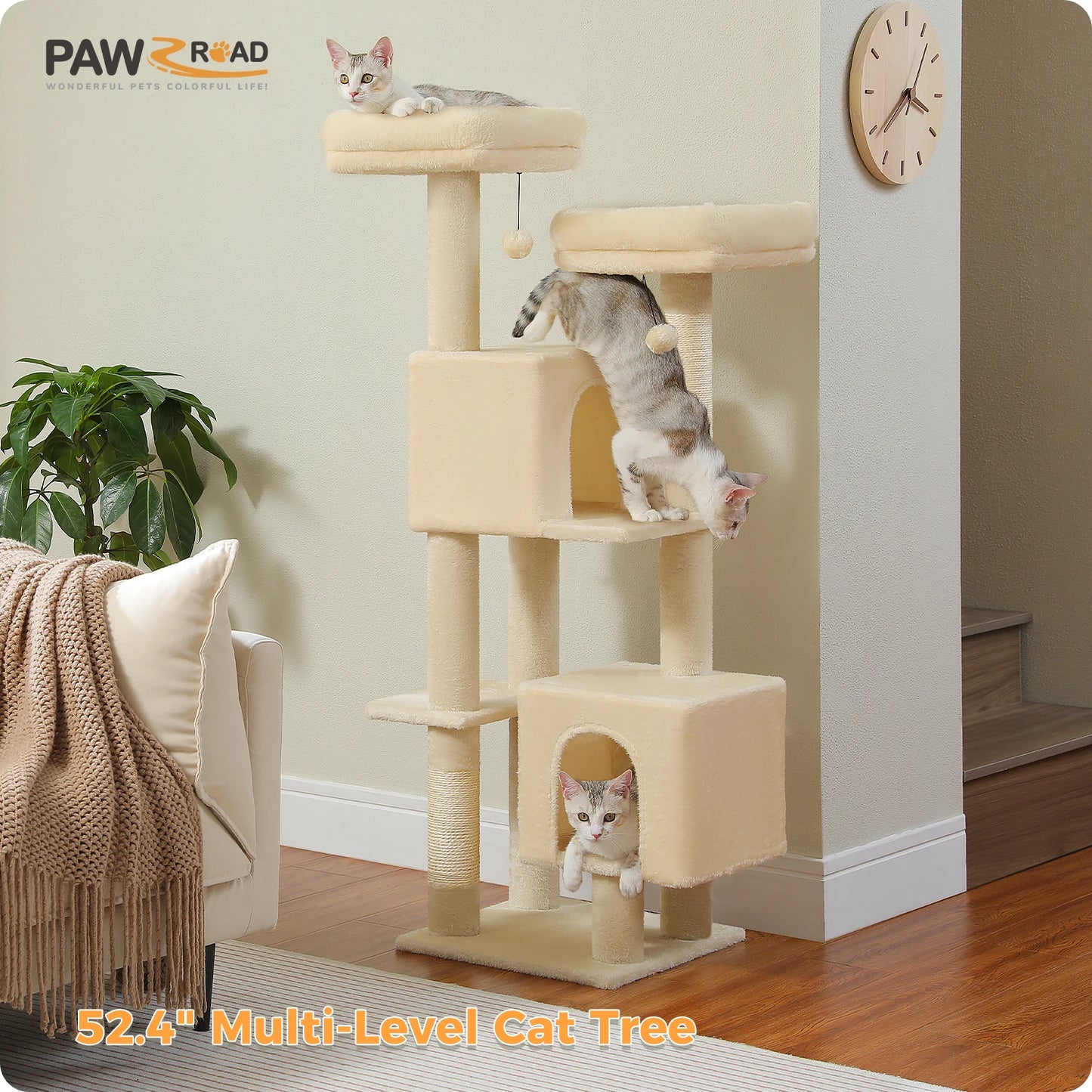 Cactus Cat Tower 133cm Indoor Cat Tree With 2 Perches 2 Condos 🐱🌵