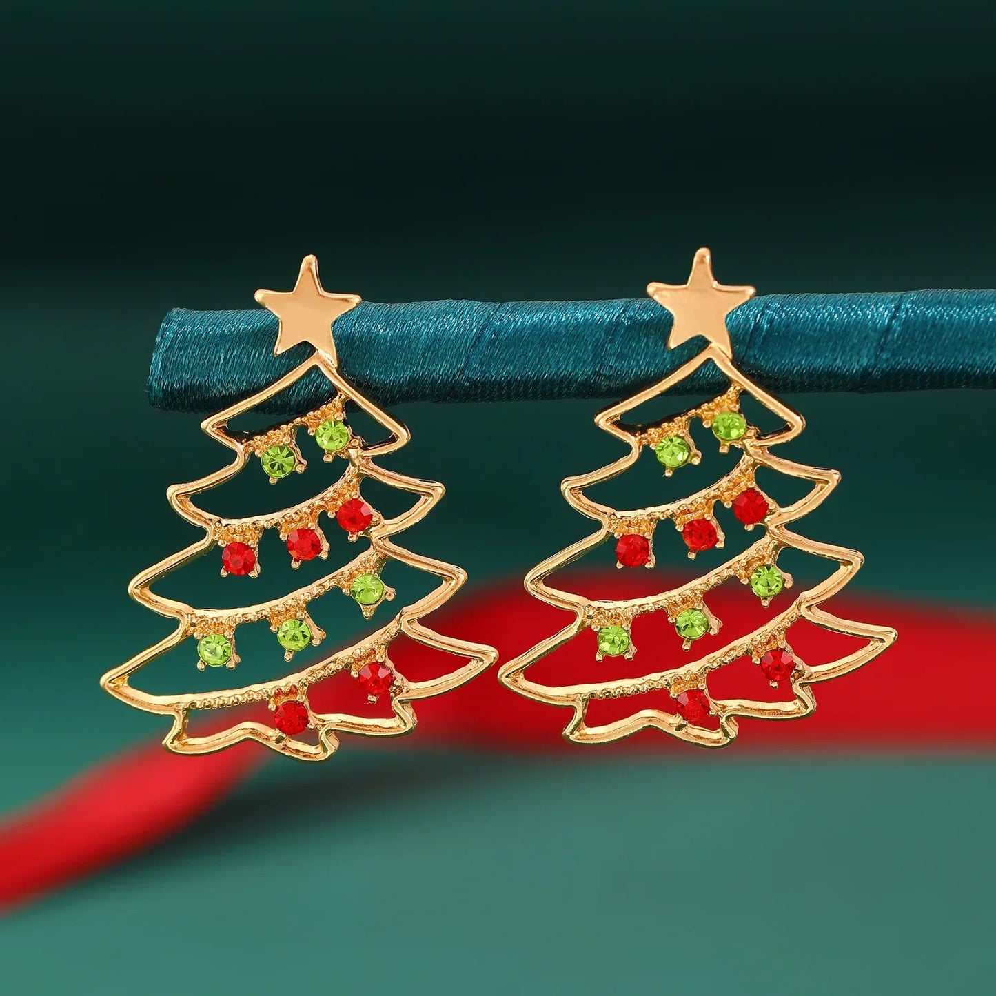 Cute Christmas Tree Zirconia Stud Earrings For Women Holiday Gift 🎄✨