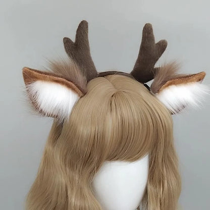 Cute Plush Antler Headband Lolita Deer Ears Cosplay Accessory For Women 🦌🎀