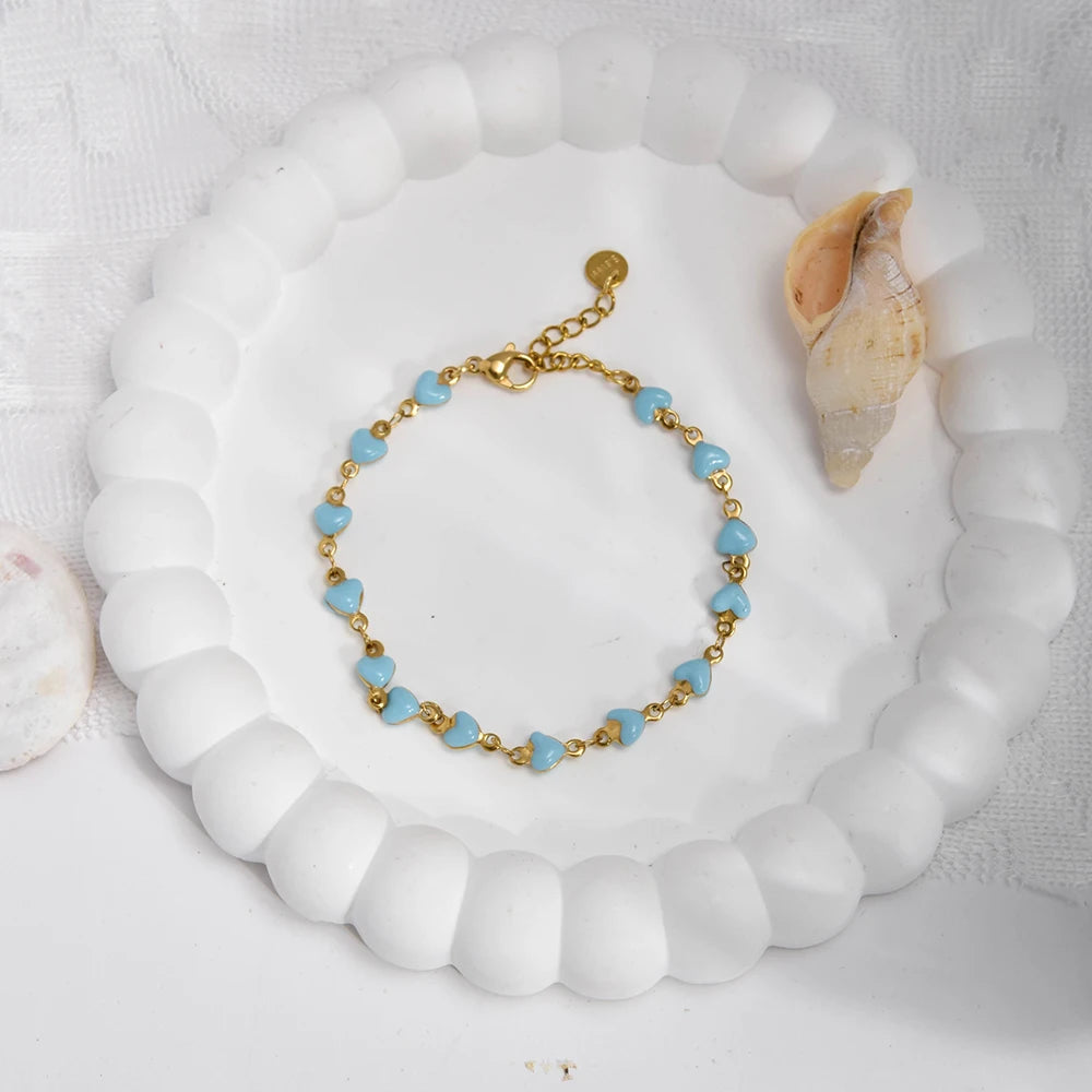 Charming Heart Shaped Chain Bracelet Stainless Steel 14K Plated Chic Jewelry For Women 💗💎✨