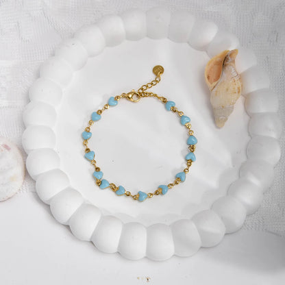 Charming Heart Shaped Chain Bracelet Stainless Steel 14K Plated Chic Jewelry For Women 💗💎✨