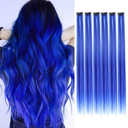 🌈✨ 6 Colorful Clip-In Hair Strands for Fun Party Looks - 22" Rainbow Dream Extensions! 🎉💖 - Pixie Quill