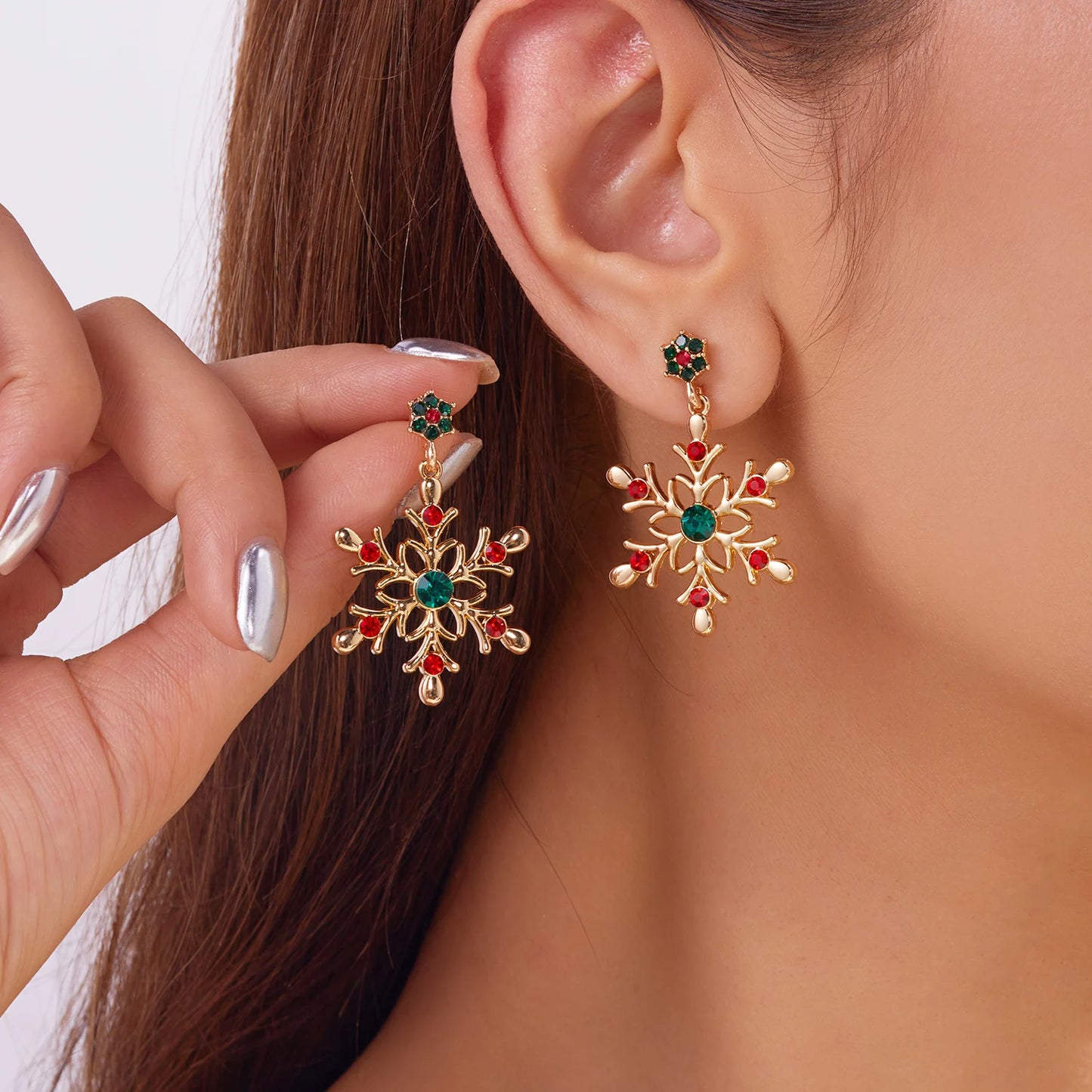 Whimsical Snowflake Stud Earrings With Crystals And Pearls Gift For Her ❄️🎁