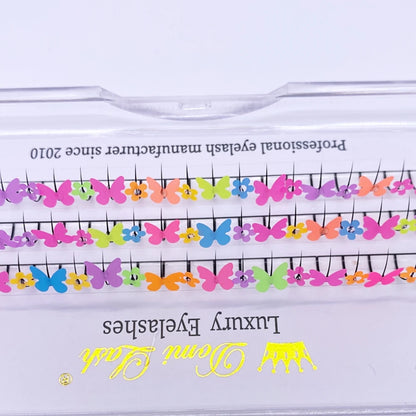 Whimsical Butterfly Glitter Lashes 🦋✨ - Colorful & Fluorescent Individual Extensions for Magical Makeup! 🌈💖