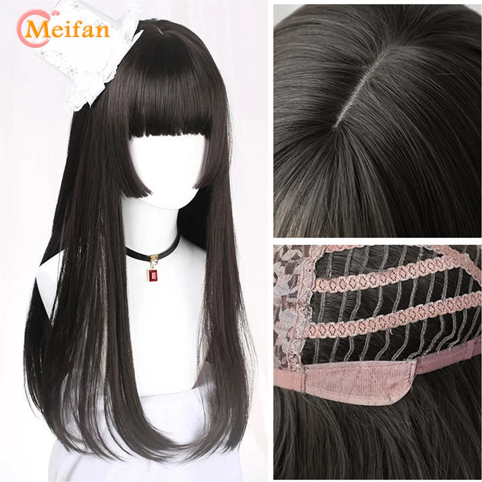 Kawaii Ombre Pink & Blonde Long Straight Wig 🎀✨ - Cute Lolita Cosplay Hair for Parties & Halloween! 🌸🖤