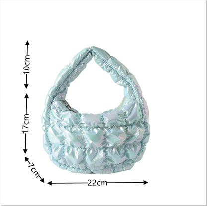 Kawaii Pleated Cloud Mini Handbag 🌈✨ | Adorable Soft Nylon Tote Bag for Trendy Women 💖🌟