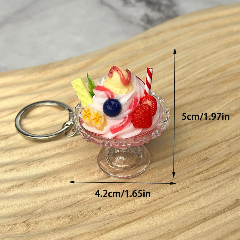 Whimsical Ice Cream Keychain Cup Pendant For Bags Cute Gift For Women 🍨🧁