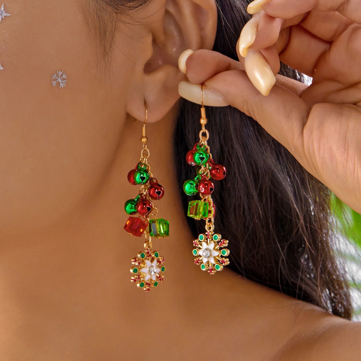Pink Christmas Santa Earrings Dangle For Women Snowman Snowflake Tree 🎄🎅❄️