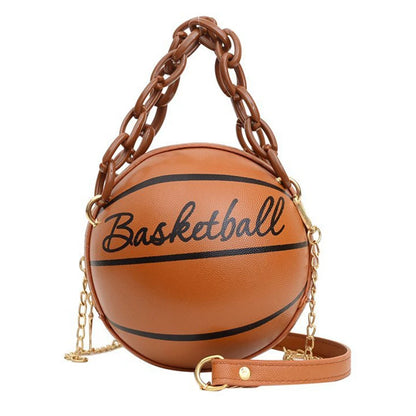 Kawaii Basketball Chic: PU Leather Chain Shoulder Bag 😍🏀✨ - Trendy Crossbody for Teens!