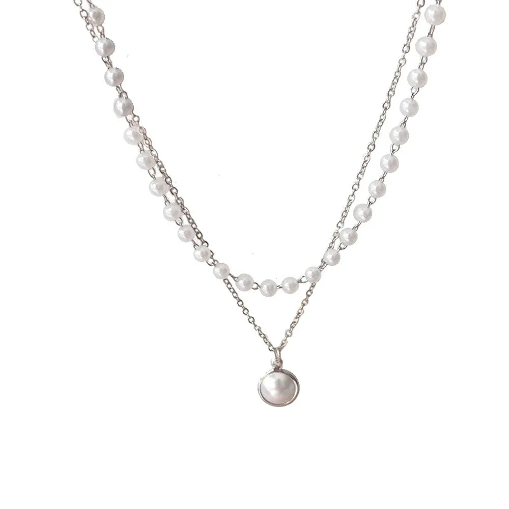 Kawaii Kpop Pearl Choker Necklace 🌟✨ Double Layered Charm for Trendy Girls 🎀💕 Perfect Gift for Parties & Special Occasions!