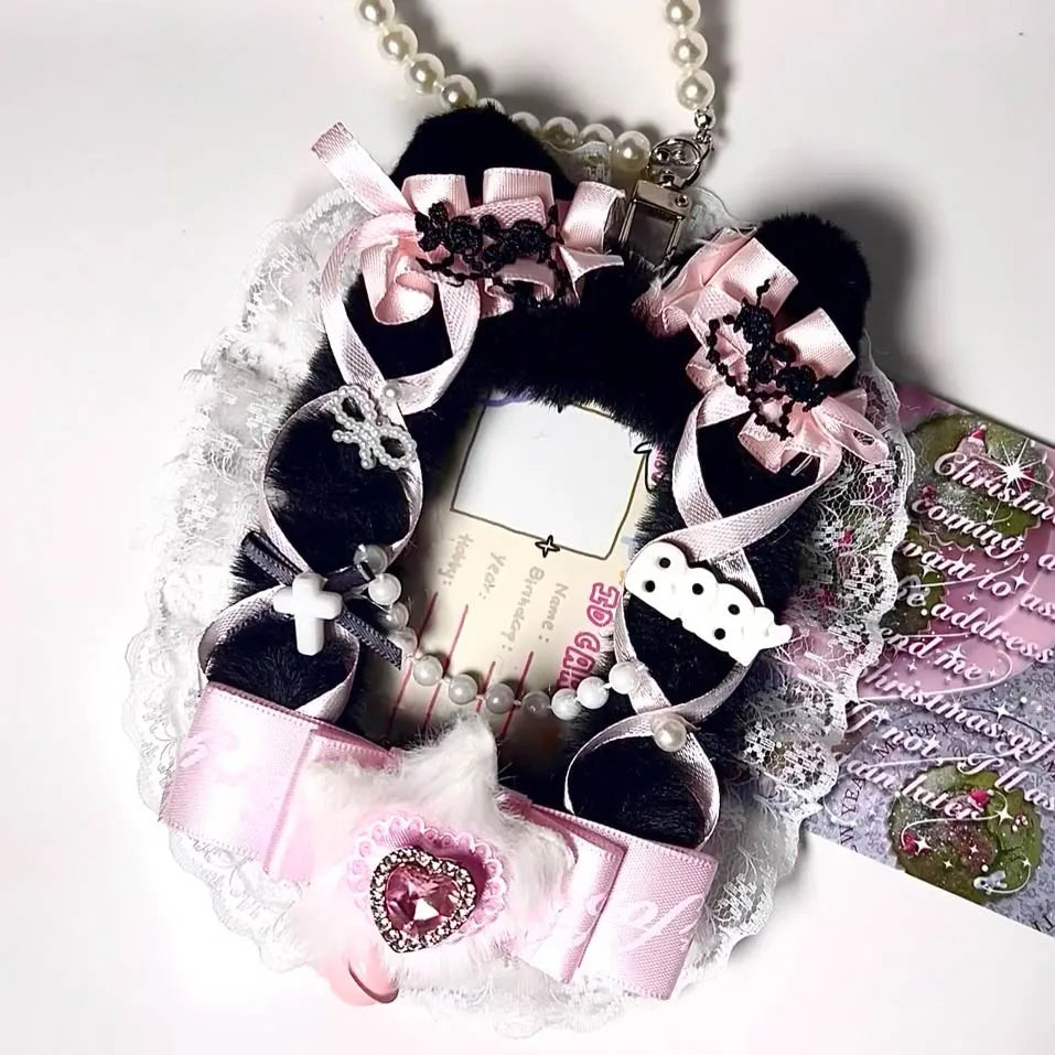 Photo Card Holder Lace Green Ruffles Photocard Sleeves For K-pop Idol Cards Cute Keychain for Girls 3 Inch Card Case