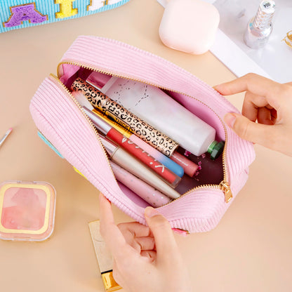 Kawaii Purple Chenille Letter Cosmetic Pouch ✨🎀 Cute Makeup Organizer for Teens & Women 🌸 Travel Essential