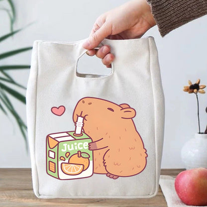 🎒🌟 Adorable Capybara Boba Tea Lunch Bag 🦙✨ Portable & Fun Bento Tote for Kids! 🍱💖 - Pixie Quill