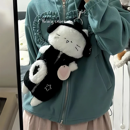 Adorable Cat Plush Earphone Bag 🎀 Kawaii Mini Shoulder Bag for Girls 🐾 Cute Animal Doll Messenger for Students 🎉 Perfect Gift!