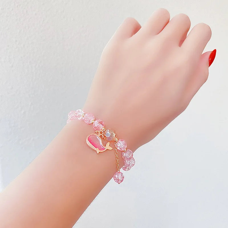 Kawaii Shell Flower Crystal Charm Bracelet 🌸✨