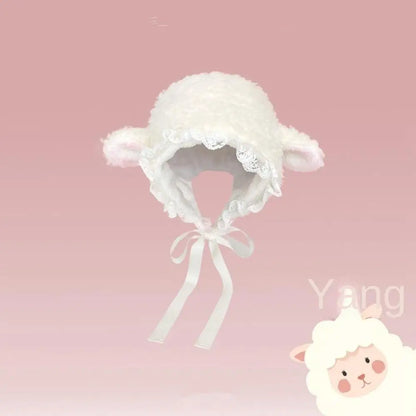 Fluffy Lamb Bucket Hat For Winter Warmth Cosplay Cozy Gift Idea 🐑🧣