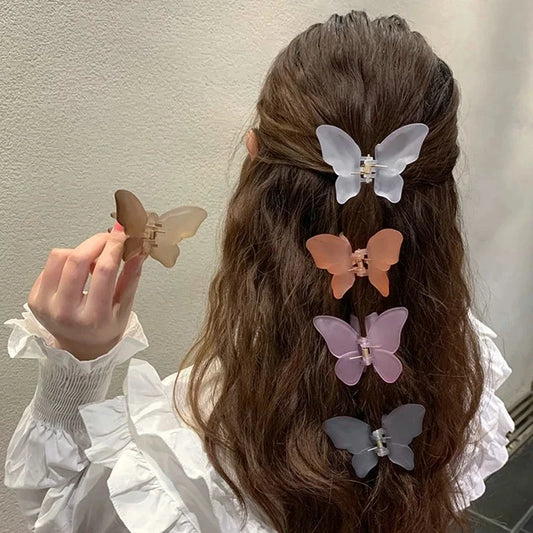 Kawaii Butterfly Hair Clips 🦋✨ | Cute Matte Clear Hair Claws for Women & Girls | Adorable Korean Hair Accessories 🌸💖