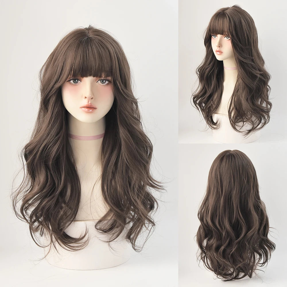 Kawaii Blonde Cosplay Wig 🎀✨ | Wavy Synthetic Hair with Bangs for Daily & Party Looks 💖