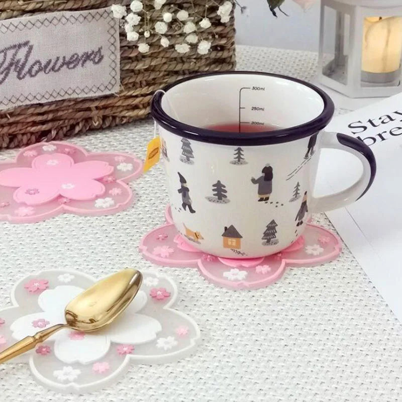 🌸 Cherry Blossom Bliss ☕️ Cute Coaster for Sipping Happiness! 🌼 - Pixie Quill