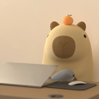 Kawaii Capybara Night Light 🌟✨ Dimmable Silicone Bedside Lamp for Kids 💖 USB Rechargeable & Playful Design 🦙💤