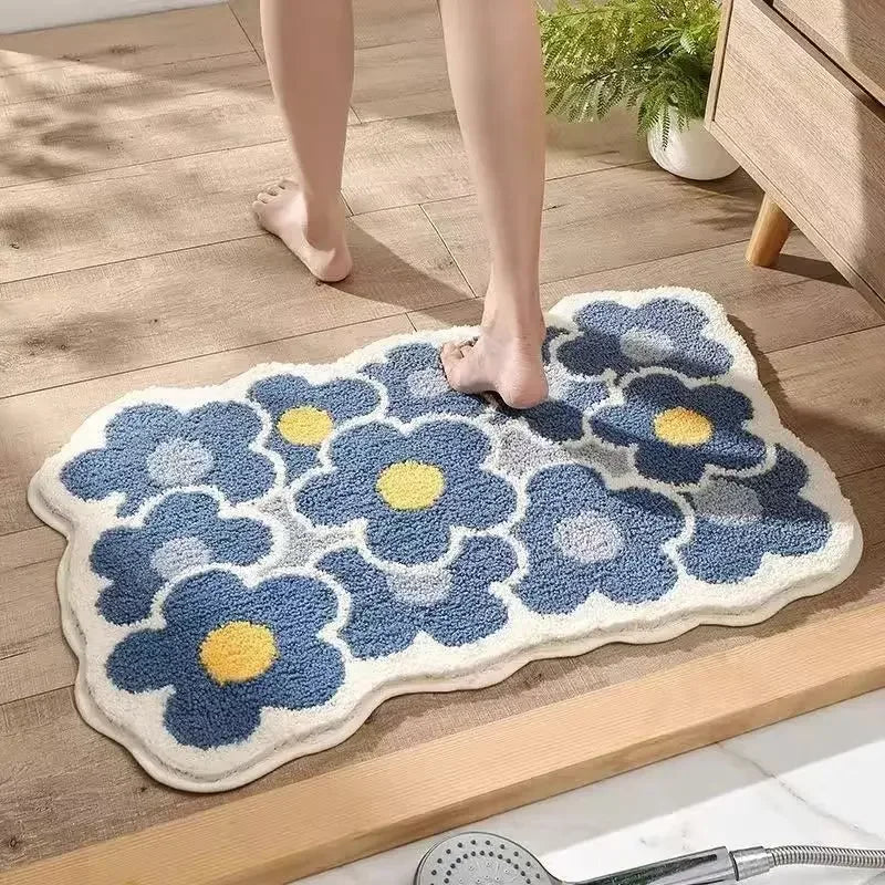 Adorable Kawaii Floral Bathroom Rug 🌸 | 40x60cm Soft & Absorbent Non-Slip Mat 🛁 | Machine Washable Cutie! 🧼