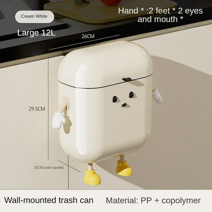 Kawaii Creamy Wall-Mounted Trash Can 🍦✨ | 9L/12L Adorable Kitchen & Bathroom Waste Solution 🗑️💕