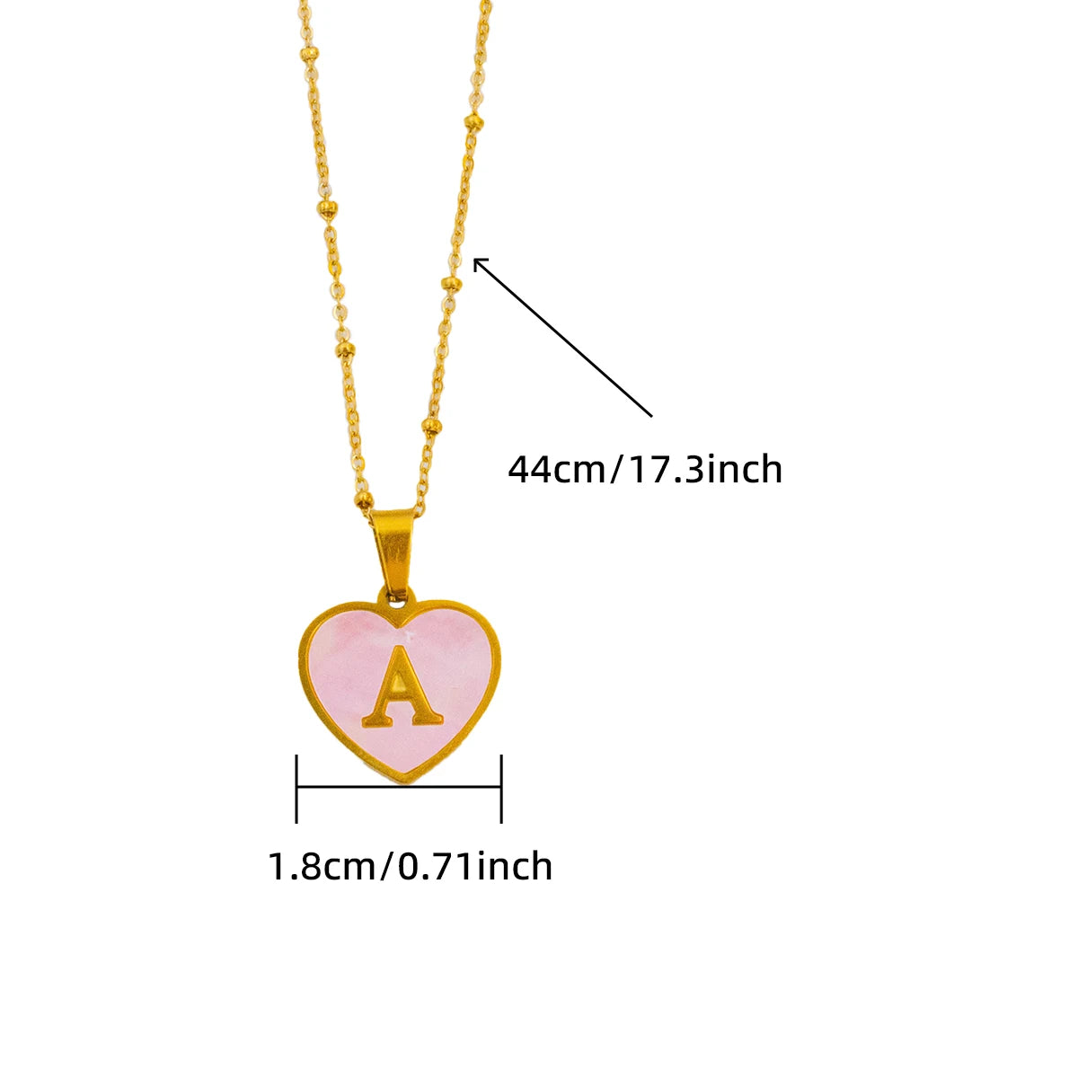 Pink Round Shell 26 Letter Alphabet Pendant Necklace Stainless Steel Charm 💗🪸