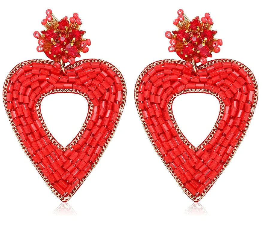 Kawaii Heart Dangle Earrings 💖✨ | Vintage Beaded Jewelry Gifts for Lovebirds 🌟💕