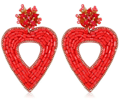 Kawaii Heart Dangle Earrings 💖✨ | Vintage Beaded Jewelry Gifts for Lovebirds 🌟💕