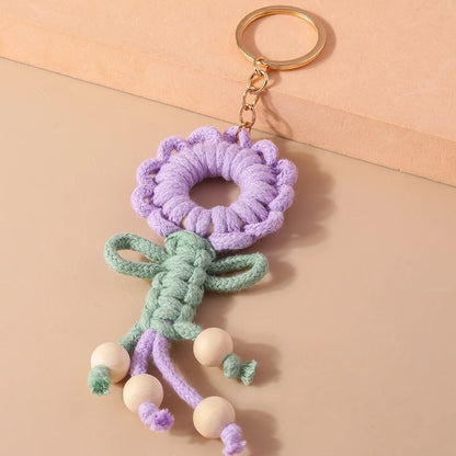 Pastel Rainbow Tassel Hand Knit Keychain For Car Bag Gift 🎀🌈💖