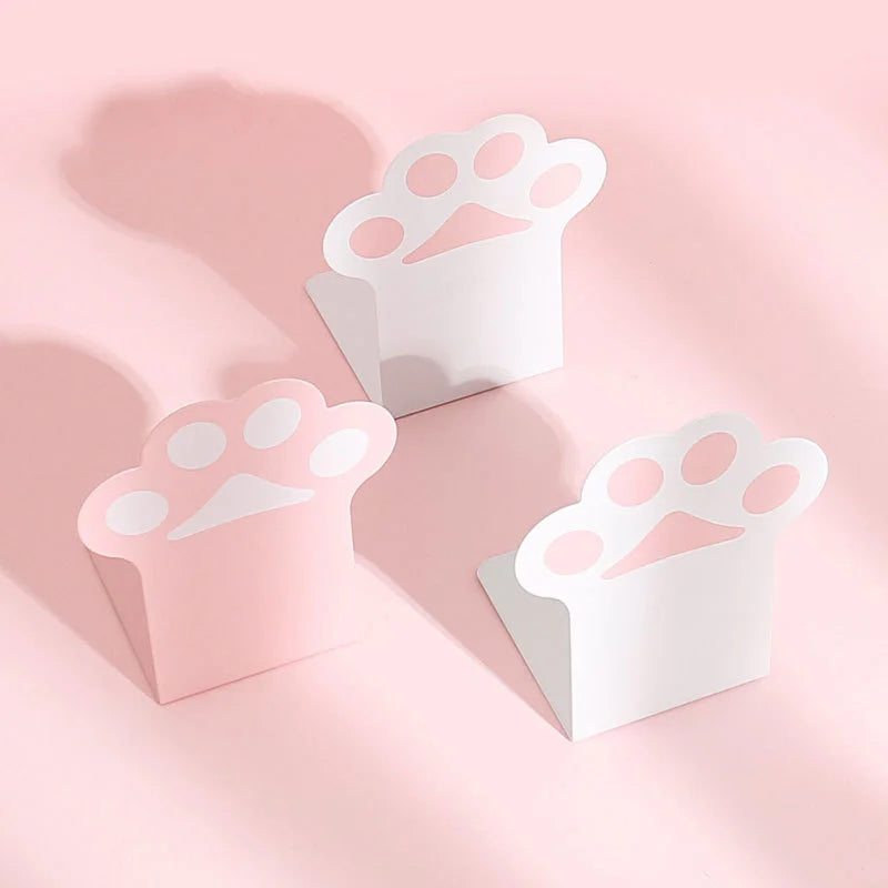 Kawaii Cat Paw Bookends 🐾 | 2pcs Anti-Skid Cute Book Organizer for Desktop 📚 | Adorable Korean Stationery Supplies 🌟