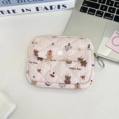 Kawaii Cartoon Makeup Pouch 🐰✨ | Cute Travel Lipstick & Earphone Organizer Bag 🎀💄 - Perfect Gift for Women!