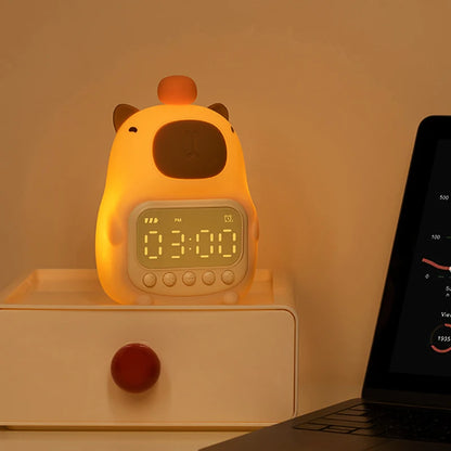 Capybara Cuddle Light 🦙✨ Alarm & Snooze Buddy for Kids 💤🌙 Adorable Desk Companion! - Pixie Quill