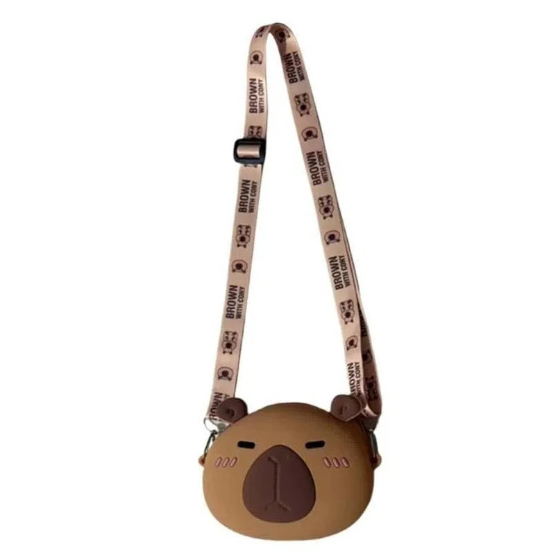 Kawaii Capybara Silica Gel Crossbody Bag 🐾✨ - Adorable Waterproof Purse with Adjustable Straps!