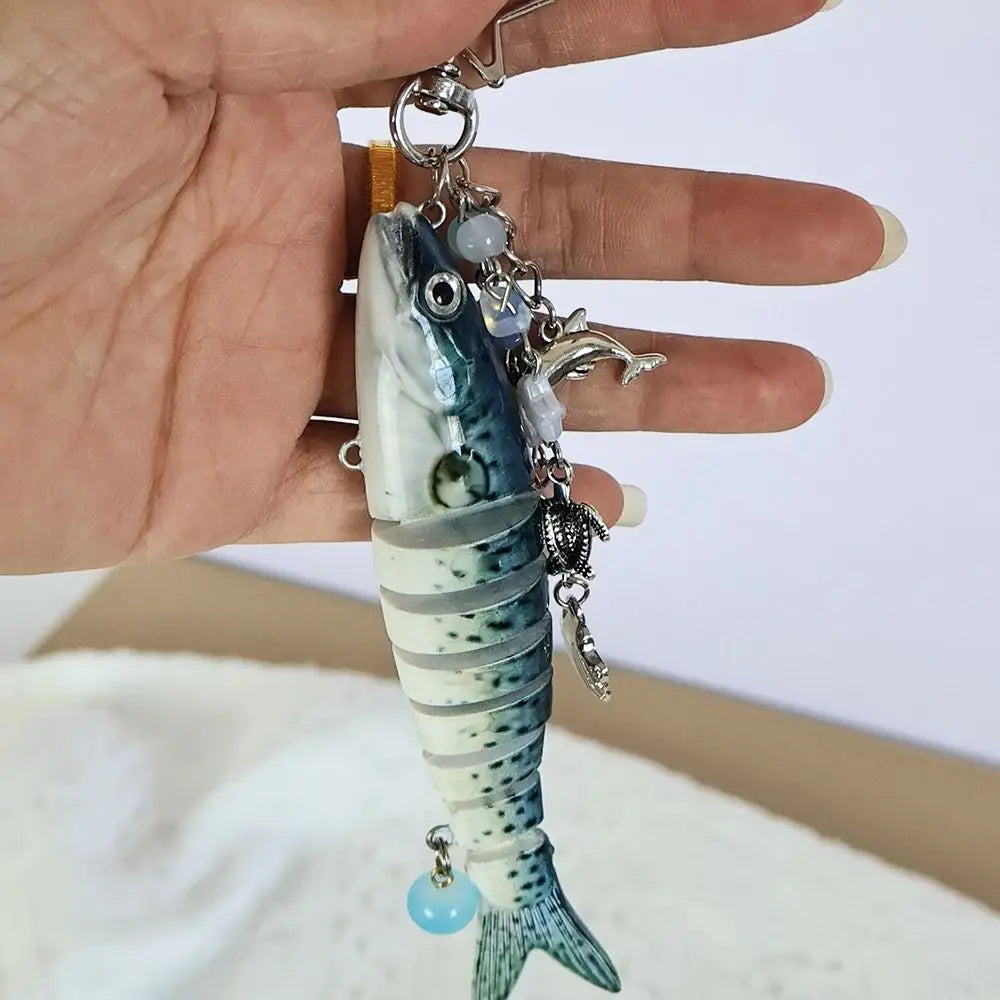 Playful Plastic Fish Keychain 🐟 Multi Jointed Backpack Charm Gift