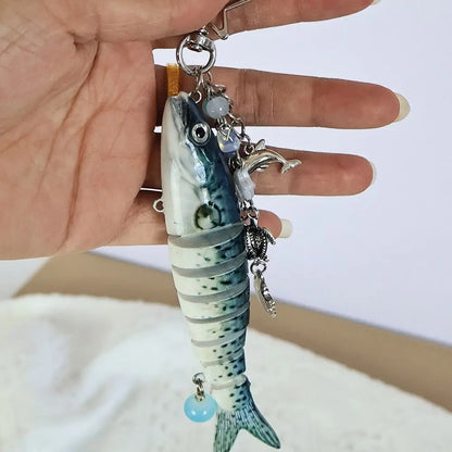 Playful Plastic Fish Keychain 🐟 Multi Jointed Backpack Charm Gift