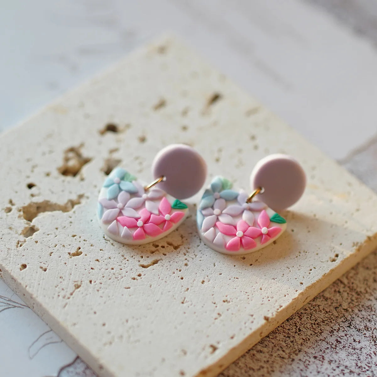 Whimsical Floral Dangle Earrings Sets In Polymer Clay For Women Beachwear 💐✨