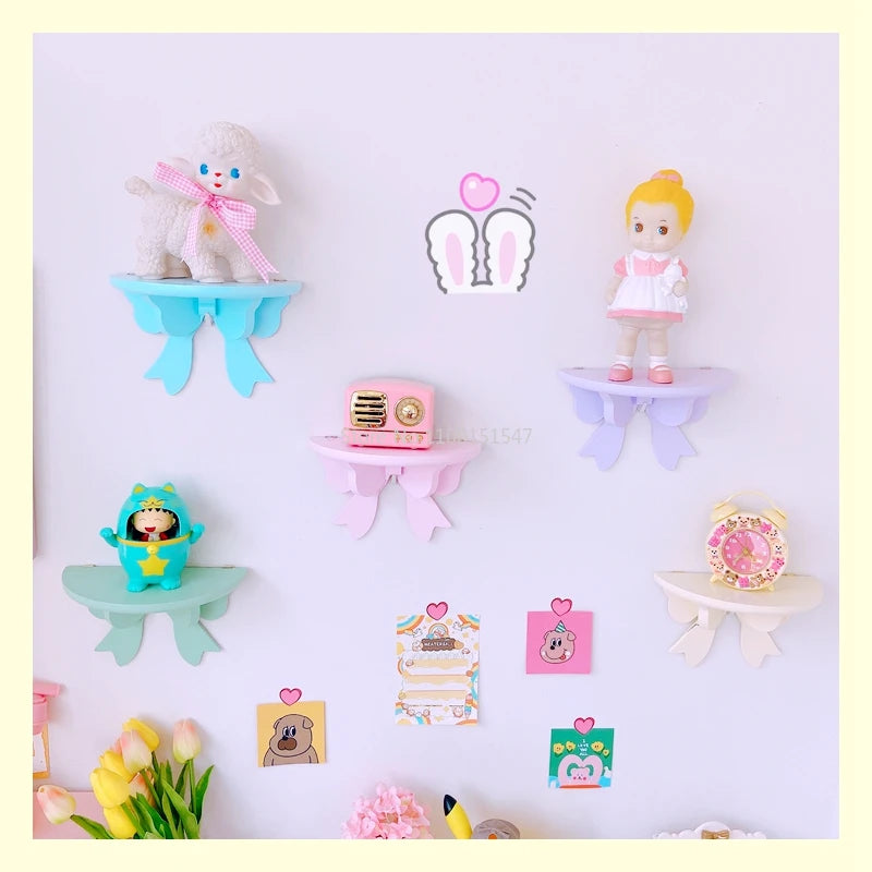 Kawaii Pink Bow Knot Wall Shelf 🎀✨ | Cute Decorative Storage Rack for Girls' Rooms 🌸✨