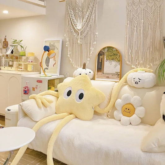 Kawaii 160cm Long-Legged Star Plush Pillow 🌸✨ Cute Pink Flower Cushion for Cozy Cuddles & Perfect Gifts 🎁❤️