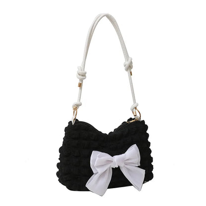 Kawaii Bowknot Tote 👜✨ | Adorable Women's Shoulder Bag 💖 | Retro Chic Crossbody Purse for Fashionistas 🌟