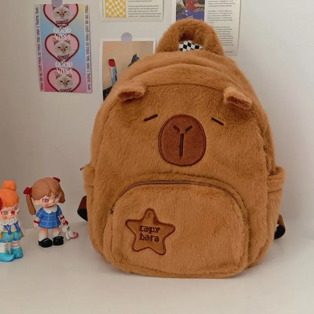 Adorable Kawaii Capybara Plush Backpack 🐾 | Funny Cartoon Crossbody Tote Bag with Large Capacity 💖