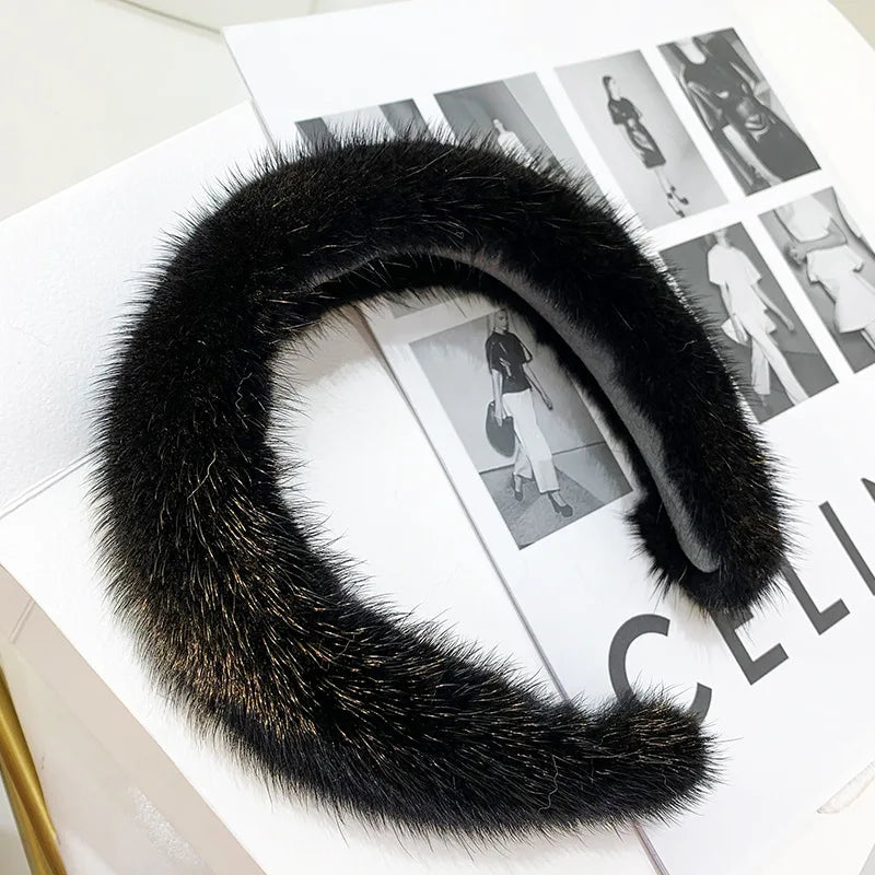 ✨ Kawaii Luxury 100% Real Mink Fur Headband 🎀 | Cozy Winter Hair Hoop for Stylish Ladies 🌟 | Perfect Furry Gift! 🎁