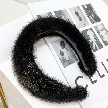 ✨ Kawaii Luxury 100% Real Mink Fur Headband 🎀 | Cozy Winter Hair Hoop for Stylish Ladies 🌟 | Perfect Furry Gift! 🎁