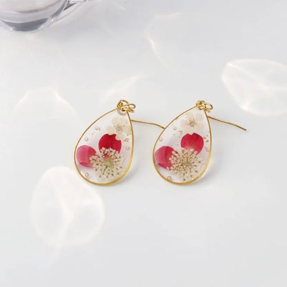 Pastel Pressed Flower Resin Drops Earrings 🌸 Elegant Geometric Jewelry For Women