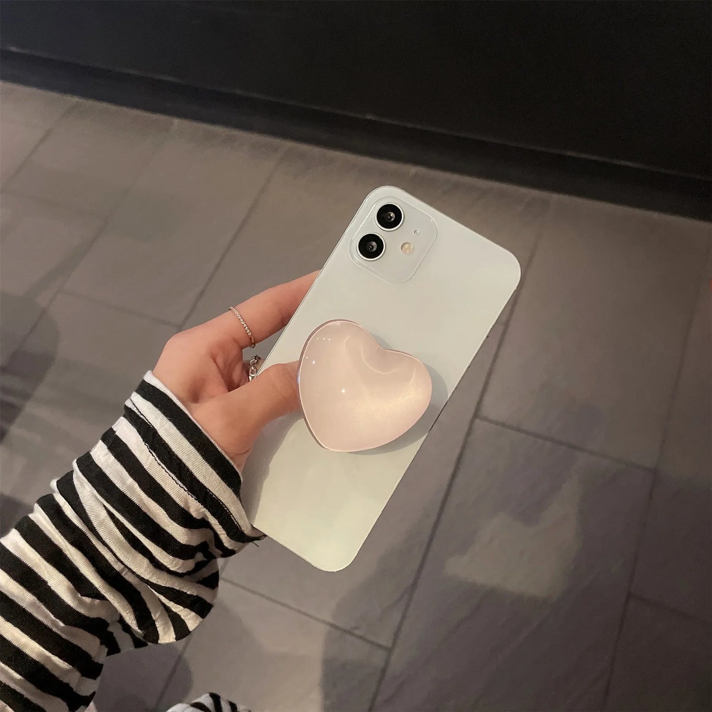 Phone Holder Popular Socket Griptok Finger Grip Bracket Stand Love Heart Ins Style Cute Poping Pink White Cellphone Accessory - Pixie Quill