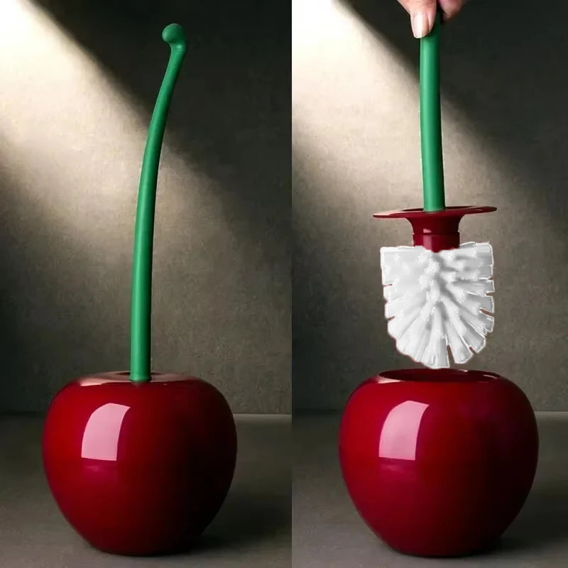 Cherry Shape Toilet Brush With Holder Set Lovely Red Lavatory Bath Accessories 🍒