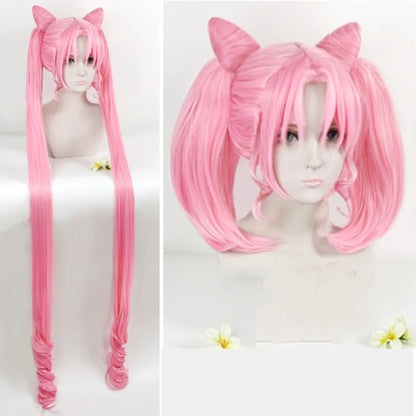 Kawaii Chibiusa Pink Ponytail Wig 🌸✨ | Adorable Long Synthetic Cosplay Hair for Christmas & Halloween Fun! 🎉🌟