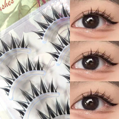 Whimsical Cat Eye False Eyelashes 5 Pairs Natural Long Cross Strip Lashes For Cosplay Manga Look Handmade 💖✨